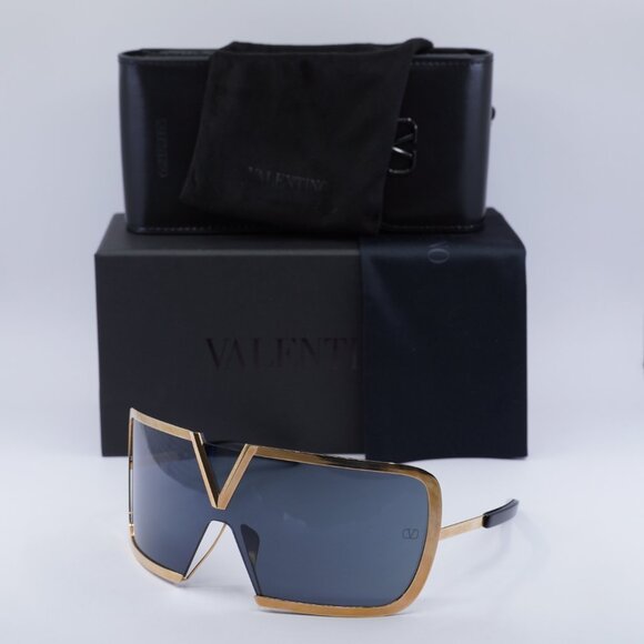 Valentino V-ROMASK VLS-120A Shield Sunglasses - Rose Gold/Dark Grey
